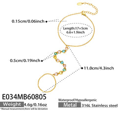 Colorful Cubic Zirconia Hand Chain Bracelet