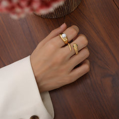 18K Gold-Plated Snake Texture Open Ring