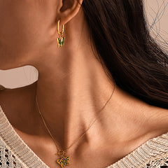 Enamel Butterfly Charm Earrings & Necklace