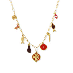 Enamel Fish & Cubic Zirconia Charm Necklace