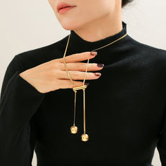 Gold-Tone Sphere Drop Lariat Necklace