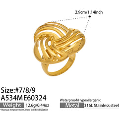 18K Gold-Plated Sculptural Openwork Ring Designs