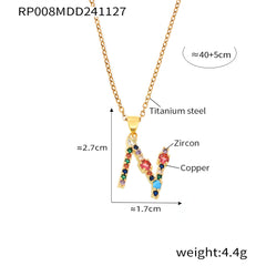 Color Cubic Zirconia Initial Pendant Charm