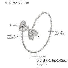 Heart or Square Cubic Zirconia Open Ring