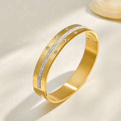 Gold-Tone Single-Line Cubic Zirconia Bangle
