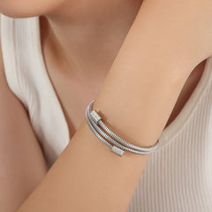 Layered Snake Chain Bangle Bracelet