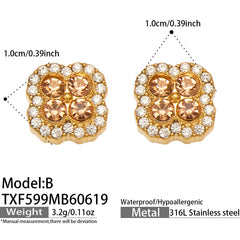 18K Gold-Plated Color Four-Petal Cubic Zirconia Jewelry