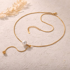 Shell Pearl-Look Bead Y-Pendant Necklace