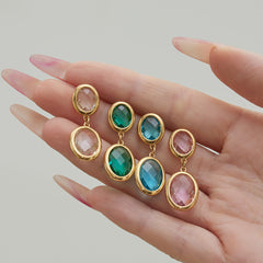 Faceted Oval Glass Drop Earrings