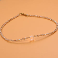 Dainty Stone Beaded Initial Necklace