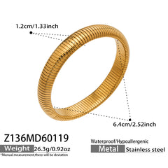 18K Gold-Plated Ribbed Flexible Bracelet