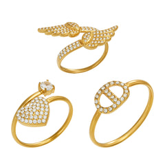 Cubic Zirconia Heart, Wing & Geometric Rings