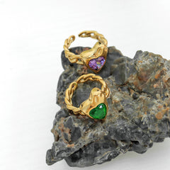 Heart Stone Chain-Link Ring