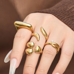 Sculptural Curved Stainless Steel Ring Designs