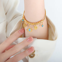 Gold-Tone Celestial Charm Necklace & Bracelet