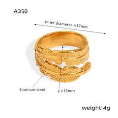 Feather Open Cuff and Ring Jewelry