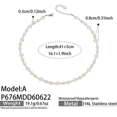 Shell Pearl-Look & Clear Bead Necklace