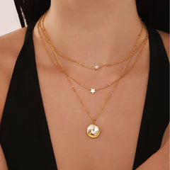 18K Gold-Plated Shell Phoenix Pendant Necklace