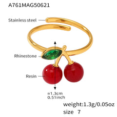 Cherry Resin Accent Open Ring