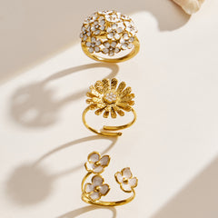 Daisy and Enamel Flower Ring Collection