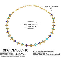 18K Gold-Plated Color Cubic Zirconia Flower Jewelry