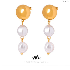 Gold-Tone Pearl-Look Triple Drop Earrings