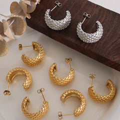 Textured Crosshatch Hoop Earrings