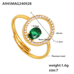 Adjustable Circle Cubic Zirconia Open Ring