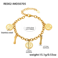 Gold-Tone Initial and Coin Charm Bracelet