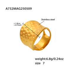 18K Gold-Plated Hammered Wide Ring
