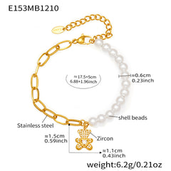 Bear & Heart Pearl-Accent Bracelets
