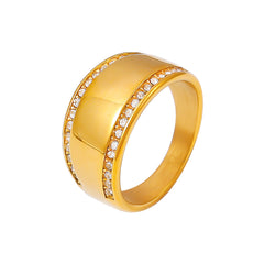 18K Gold-Plated Sparkling Border Band Ring