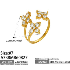 Color Cubic Zirconia Four-Petal Flower Ring