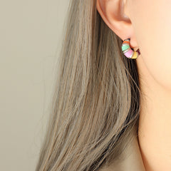 Multicolor Enamel C-Hoop Earrings
