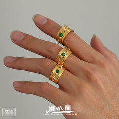 Turquoise & Stone-Accent Wide Open Ring