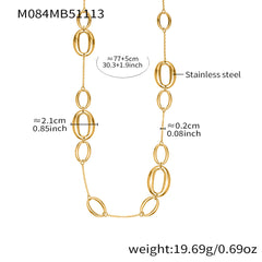 Gold-Tone Open Oval Link Long Necklace