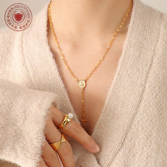 Coin and Cross Charm Necklace