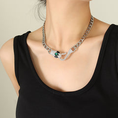 Stone-Accent Snake Head Chain Necklace