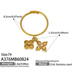 Four-Petal Cubic Zirconia Charm Ring