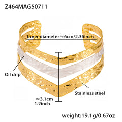 18K Gold-Plated Enamel Stripe Open Cuff Bracelet