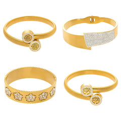 Floral & Cubic Zirconia Open Cuff Bracelets