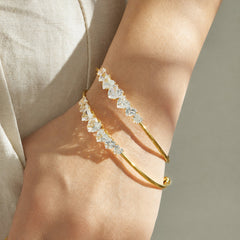 Gold-Tone Cubic Zirconia Open Cuff Bracelet