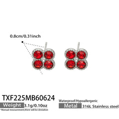 Color Four-Petal Cubic Zirconia Necklace and Earrings