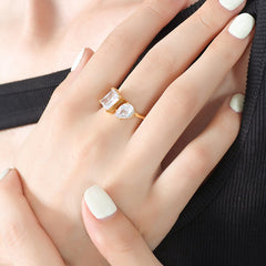 Cubic Zirconia Geometric Open Ring