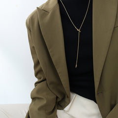 Knotted Heart Long Lariat Necklace