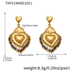 Heart and Bead Charm Necklace, Bracelet or Earrings