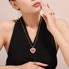 18K Gold-Plated Sparkling Heart Necklace or Ring