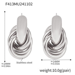 Wrapped Circle Stainless Steel Stud Earrings