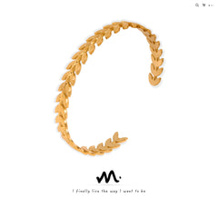 Leaf-Link Open Cuff Bracelet