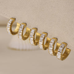 Gold-Tone Cubic Zirconia Huggie Hoop Earrings
